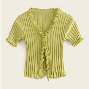 Ruffled Ribbed Crop Top